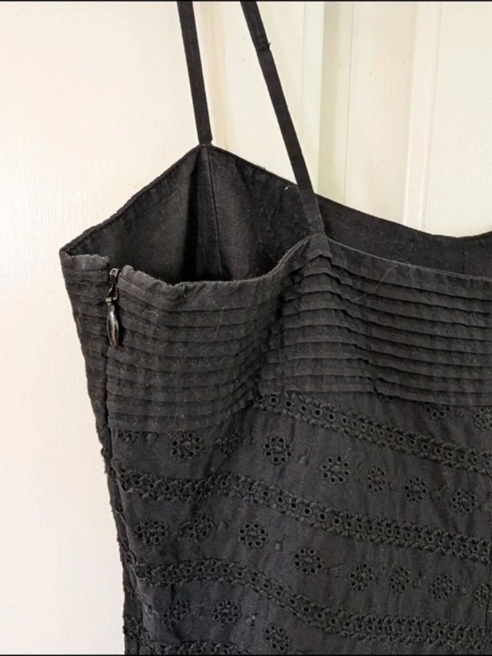J.Crew Black Eyelet Cotton Spaghetti Strap Sun Dress Size 8